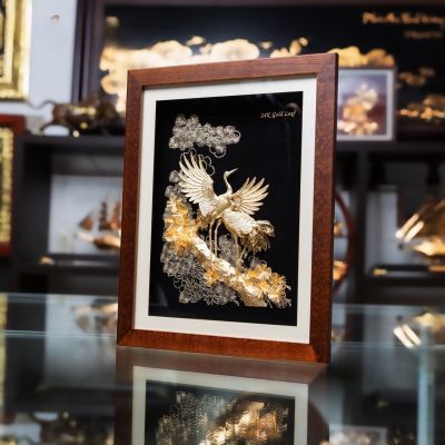 Tranh Tùng Hạc Diên Niên Dát Vàng