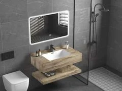 Bàn đá lavabo 2 tầng màu gỗ tràn viền 80cm BR957 - Ảnh 2